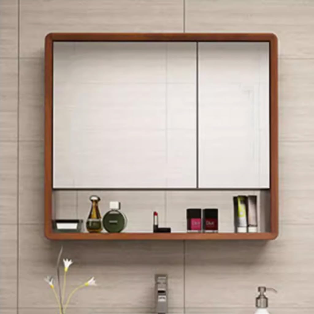 Amazon.co.jp: オーク材ミラーキャビネット 角が丸い無垢材